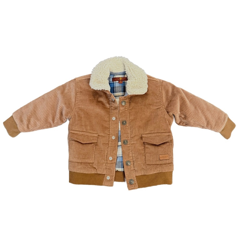 🌻 7 For All Mankind Brown Corduroy Jacket with Shearling Collar 12 Months